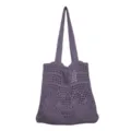 Lila Strick Tragetasche, Lässige Hohl Schultertasche für Damen, Alltags Modische Handtasche - Violett