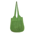 Grüne gestrickte Mesh Schulter-Tragetasche lässige ausgehöhlte Handtasche für Damen Alltag - Hellgrün
