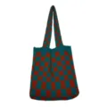 Gestrickte karierte Umhängetasche, Retro-Tasche mit Schachbrettmuster für Damen. - Orange-Grünes Schachbrett
