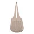 Gestreickte Netz-Damentasche, lässige einfarbige Umhängetasche aus Strickgewebe in Beige. - Aprikose