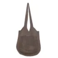 Braune gestrickte Mesh-Tragetasche für Damen, stilvolle lässige Schultertasche für den Alltag. - Braun