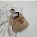 Schicke Strick-Umhängetasche mit Vintage-Buchstabenmuster, lässige und elegante Damentasche. - Khaki