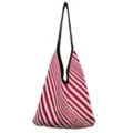 Borsa tote in maglia a righe rosse e bianche, elegante borsa a spalla casual da donna. - Rosso bianco