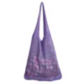 Lila Häkel-Strick-Netz-Umhängetasche, legere hohle Strandtasche mit schicker Webtextur. - Lavendel