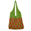 Gestrickte hohle Tote Schultertasche für Damen, stilvolle grüne gewebte Freizeittasche. - Grün