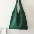 Grüne gestrickte Umhängetasche vintage lässige Handtasche für Damen Alltag stilvoll - Dunkelgrün