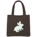 Bruine gebreide shopper tas met schattig wit konijnenpatroon, casual schoudertas voor dames. - koffiekleur