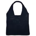 Schwarze Strick Häkeln Shopper Tasche, lässige hohle Umhängetasche für Damen Alltag. - Schwarz