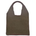 Dunkelbraune Strick Umhängetasche, lässige Beuteltasche, Retro gewebte Handtasche für Damen. - Kaffeebraun