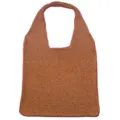 Braune gestrickte Umhängetasche große Kapazität Shopper lässige ästhetische Retro Tasche - Hellbraun