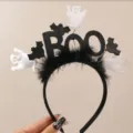 Στήκα κεφαλιού αποκριών Halloween με γκλίτερ γράμμα BOO, νυχτερίδες, φαντάσματα και μαλακά φτερά. - Γράμματα BOO