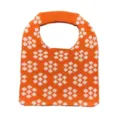 Oranger Strick Handtasche mit weißem Blumenmuster lässige Umhängetasche für Damen. - Orange