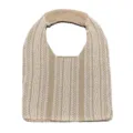 Knitted Shoulder Bag Casual Tote Bag Khaki Geometric Pattern Ladies Underarm Bag - Khaki