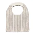Knitted geometric shoulder bag women casual tote hobo handbag beige white stylish daily use - Apricot