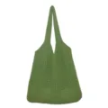 Grüne geflochtene Damentragetasche, große Kapazität, Schultertasche, Retro-Freizeitstil. - Hellgrün