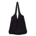 Schwarze gestrickte Tote Bag, lässige Schultertasche für Damen, große Retro Chic Alltagstasche. - Kaffeebraun