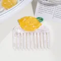 Detailed shot of lemon acetate hair comb, cute fruit design wide tooth hair accessory for daily. - Lemon