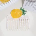 French style cute pineapple acetate hair comb, sweet fruit wide tooth portable hair styling tool. - Pineapple
