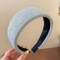 Grey textured wide headband for women, stylish fabric hair hoop for daily wear and styling. - Wide Gray Style
