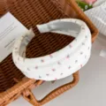 White wide headband with cute floral pattern, comfortable daily hair hoop for women and girls. - Pink Floral