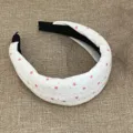 White wide hair headband with pink stars pattern, cute fabric hair hoop for daily casual wear - White Star Style