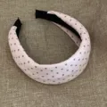 Pink polka dot wide headband for women, fashionable daily hair accessory with comfortable fit. - Pink Gray Dotted Style