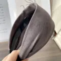 Dark grey wide velvet headband for women, elegant knotted design daily hair accessory. - Gray Criss-Cross Wide Brim Style