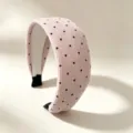 Stylish pink corduroy polka dot wide headband for women, perfect for daily casual wear. - Pink Polka Dot Wide Brim Style