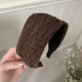 Autumn winter pleated polka dot wide headband stylish daily fashion hair hoop for women - Coffee Pleated Polka Dot Wide Brim Style
