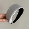 Silver polka dot wide headband, stylish hair accessory for women, daily wear and fashion. - Blue-Grey Pleated Polka Dot Style