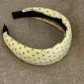 Yellow star print wide headband, cute cotton blend hair hoop for women daily casual wear. - Yellow Star
