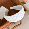 Cotton blend wide floral headband for women, stylish daily casual hair hoop hair accessories. - Blue Floral