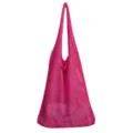 Rosa gestrickte Mesh Umhängetasche mit ausgehöhltem Design lässige Strandtasche für Damen - Fuchsia