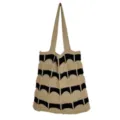 Gestrickte Damentasche, Retro-Farbblock-Shopper, lässige Umhängetasche aus Strick. - Khaki