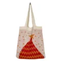 Gestrickte Weihnachtsmotiv Tragetasche stilvolle lässige Schultertasche für Damen neu - Aprikose