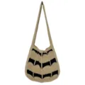 Gestreifte Strick Umhängetasche Beige Schwarz lässige Damen Beutel Handtasche Shopper - Khaki