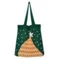 Grüne Strick-Tasche mit Weihnachtsmuster, modische Umhängetasche für Damen im Winter. - Dunkelgrün