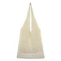 Cremeweisse Geknuepfte Tote Tasche Haekeln Schultertasche Sommer Strandtasche Damentasche - Aprikose