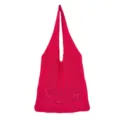 Fuchsia Strick-Netztasche, modische gehäkelte Schultertasche für den täglichen Freizeitlook. - Fuchsia