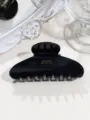 Black cellulose acetate hair claw clip, elegant oval shark clip for women hair styling. - Large Oval - Solid Black