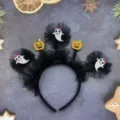 Αποκριάτικο στεφάνι μαλλιών Halloween φάντασμα κολοκύθα, μαύρη τούλινη στέκα για πάρτι. - Φάντασμα με Δίχτυ Κολοκύθα
