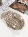 Braune Karo Oval Haarklammer Acryl Haarspange Geometrisches Haarschmuck Accessoire Damen - Flache Klammer / Khaki Karo
