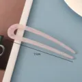 Close-up detail of minimalist pink acetate U-shaped hair fork 11cm elegant hair styling tool - 3 Pink Marble