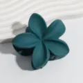 Dark green plumeria flower hair claw clip, matte resin floral hair accessory for women styling. - Matte Peacock Green