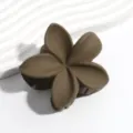 Brown Matte Plumeria Flower Hair Claw Clip Cute Floral Shark Clip Hair Styling Accessory - Matte Dark Brown