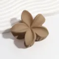Matte khaki plumeria flower hair claw clip stylish and elegant daily hair accessory for women - Matte Caramel
