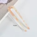 Tortoise shell acetate U-shaped hair fork minimalist elegant bun pin 11cm hair accessory - 23 Pearlescent Apricot Yellow