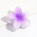 Purple gradient frangipani flower hair claw clip, cute jelly style hair accessories for daily wear. - Purple