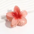 Pink gradient plumeria flower hair claw clip detail, translucent jelly hair accessory for summer. - Plumeria Dark Orange