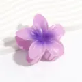 Purple floral hair claw clip, translucent jelly style flower hair accessory for summer daily wear. - Plumeria Deep Purple